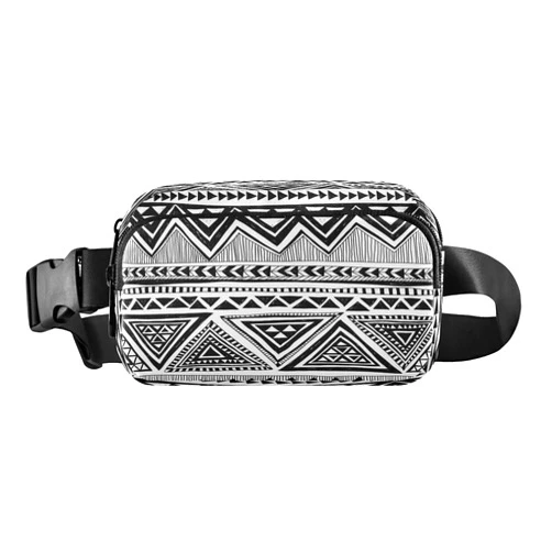 JULYTO Tribal Nordic Ethnic Fanny Pack Crossbody Bags for Women Men Black and White Belt Bag Waterproof Fashion Waist Packs Unisex with Adjustable Strap for Running Workout Travel Hiking Cycling