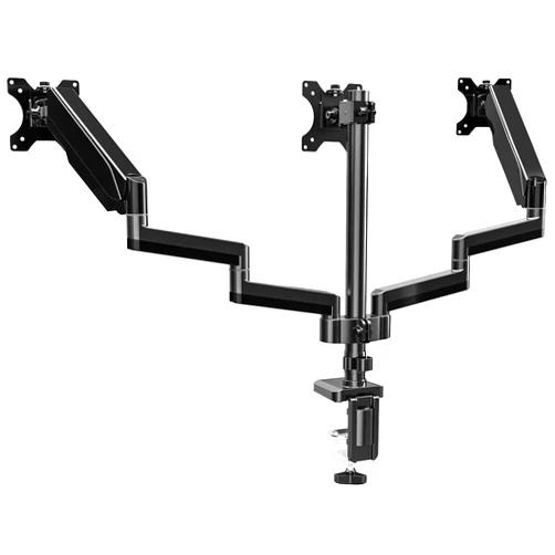 UPGRAVITY Triple Monitor Mount, 3 Monitor Desk Mount for Three Flat/Curved Computer Screens up to 27 inch, Fully Adjustable Gas Spring Triple Monitor Arms Hold up to 17.6lbs, VESA 75x75/100x100mm