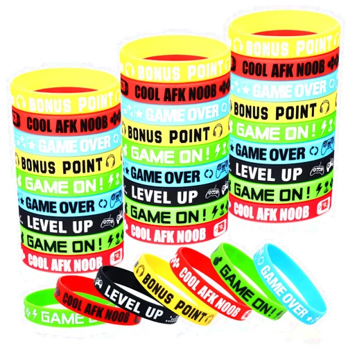 Libima 36 Pcs Video Game Bracelets Game Wristbands Video Gamer Silicone Bracelets Rubber Wristbands for Gamer Multicolor Party Supplies for Birthday Party Decor Favor