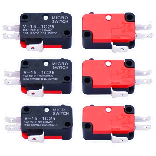 Twidec/6Pcs Snap Action Button Micro Limit Switch 125V/250V 16A SPDT for Microwave Oven Door Arcade V-15-1C25