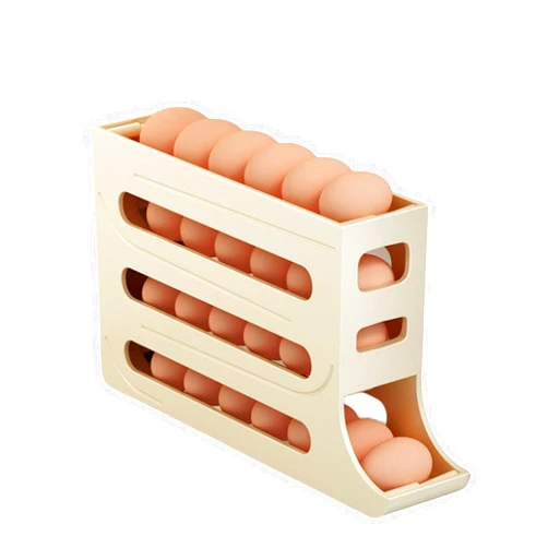KXFNUO Egg Organizer Tray For Refrigerator，Rolling 30 Egg Tray Dispenser For Fridge Egg Rack Egg Holder Container Roll Down For Refrigerator (light yellow)