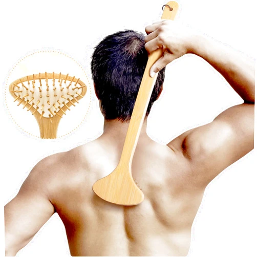 Beerfingo Large Curved Bamboo Back Scratcher - 59 Points Provide Instant Itch Relief, Curved Handle & Air Cushion, Easy to Reach Itch Point, Back Massager for Men Women Adults
