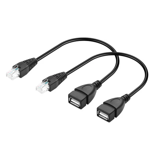 GINTOOYUN 2 Pcs USB to RJ45 Cable USB to RJ45 Ethernet Cable USB Female to RJ45 8P4C Ethernet Male Extension Cable for Router,ADSL Modem,Camera etc(11.81 Inch)