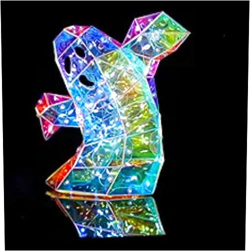 Alpeaken Prismatic Iridescent Spooky Ghost,LED Prismatic Halloween Decor