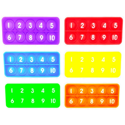 Anemeeoke Ten Frame Pop Board, Fidgets for Classroom, Quiet Sensory Toys Bubble Poppers, Pop for Counting Math, Focus Tools for Kids, Montessori Educational Toy Gift for Kindergarten (Set of 6)