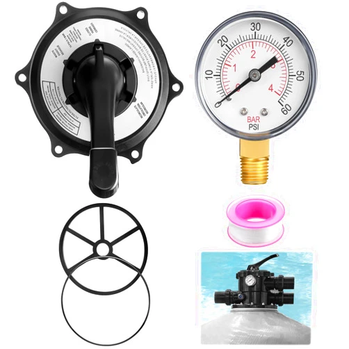 Duraaamo 5 Pcs Replacement Top Mount Multiport Valve Set Compatible with Hayward/SPX0710XBA17 Key Cover and Handle Assembly with Gasket and O-Ring, ECX270861/S210S/ S244S Pressure Gauge Compatible