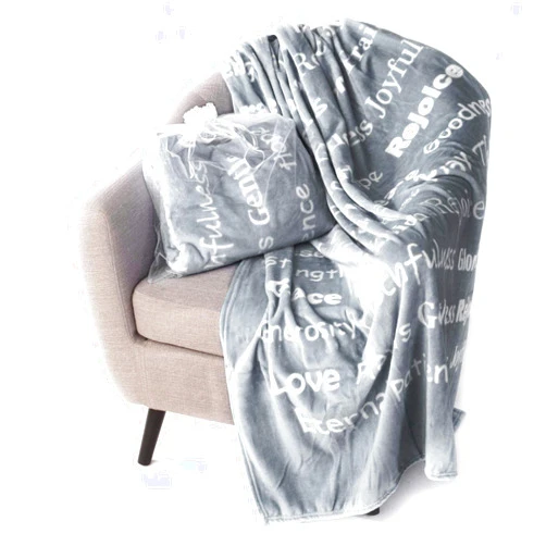 BlankieGram.com BlankieGram Christian Blanket - “Faith” Plush Throw Blanket - Inspired Gifts Ideas for The Entire Family, Comfort Gifts, Grey