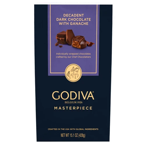 Godiva Chocolatier Godiva Masterpiece Dark Chocolate Bag, Individually Wrapped with Ganache Center, Gourmet Gift for Birthday, Holiday, Kosher, Halal, 15oz