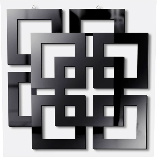 Weysat 2 Pieces Square Mirrored Wall Decor Square Accent Diamond Wall Art Decorative Wall Mirror DIY Wall Mounted Mirror Decor for Home Bedroom Living Room Bathroom (Black,Mirrored)
