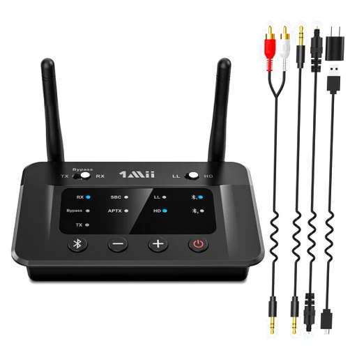 1Mii B03 Bluetooth 5.3 Transmitter Receiver for TV Home Stereo BT Headphones, aptX Low Latency & HD Bluetooth Audio Adapter, Splitter for Wired & Wireless, Optical RCA AUX 3.5mm Inputs/Outputs