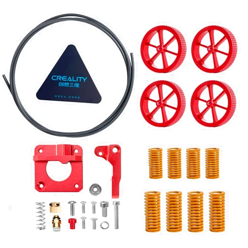 Skouphy Creality Upgrade 3D Printer Kit with Capricorn Premium XS Bowden Tubing 1M, 4 PCS Aluminum Hand Twist Leveling Nut, Aluminum Ender 3 Extruder and 4 PCS Hot Bed Die Springs for Ender 3/3 Pro