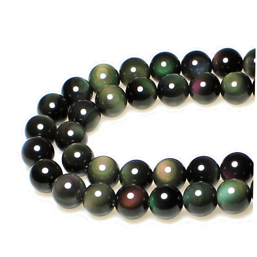 MJDCB Rare Collection Natural Stone Beads Rainbow Obsidian Round Loose Beads for Jewelry Making DIY Bracelet Necklace (10mm)