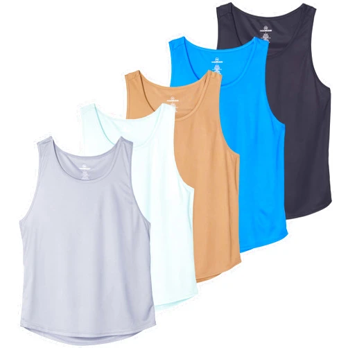 Real Essentials 5 Pack: Men's Mesh Y-Back Muscle Tank Top - Gym Workout & Bodybuilding Fitness (Available in Big & Tall)
