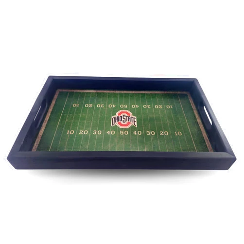 Fan Creations Ohio State University Buckeyes Football Field Tray- Distressed Wood, Team Logo Decorative Gameday Server with Handles for Food & Drink- Tabletop Organizer - Show Your Buckeye Pride