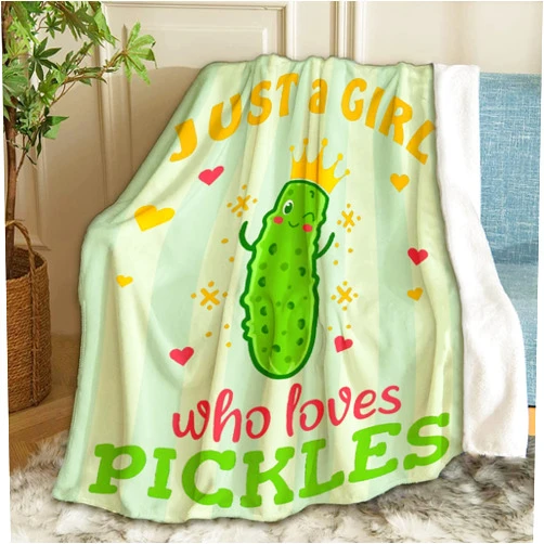 ARTBLANKET Just A Girl Who Loves Pickles Throw Blanket Fannel Fleece Microfiber Plush Bed Blanket Super Soft Blanket for All Season Bed Couch Sofa 60x50 in for Teen