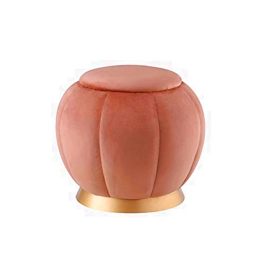 Posh Living Nicole Miller Zara Modern Velvet Ottoman in Blush Pink/Gold