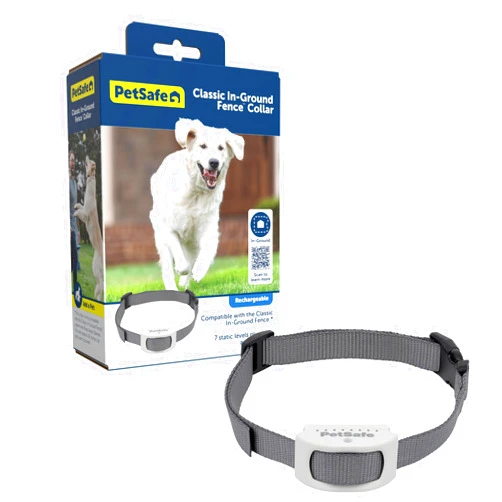 PetSafe Classic In-Ground Fence Rechargeable Receiver Collar for Dogs and Cats - from the Parent Company of Invisible Fence Brand - 7 Levels of Adjustable Static Correction - for Pets 5 lb and Up