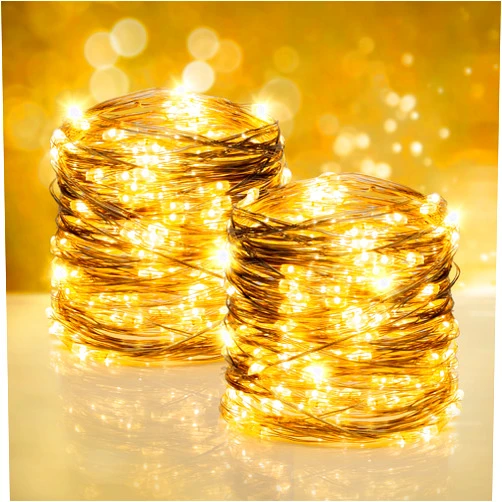 Twinkle Star 200 LED 66 FT Copper Fairy String Lights USB Powered,Dimmable Control Fairy String Lights for Christmas Tree Wedding Party Home Decoration,Warm White,2 Packs