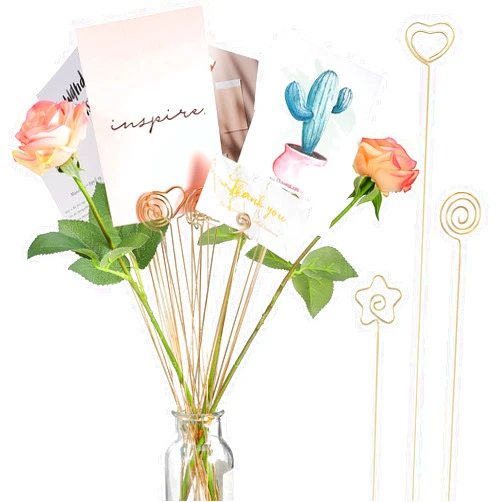 Sunnyray 30 Pieces Metal Wire Floral Picks Wire Place Card Holder Stand 13 Inch Table Name Number Picture Clips Menu Note Memo Holder for Wedding Birthday Party
