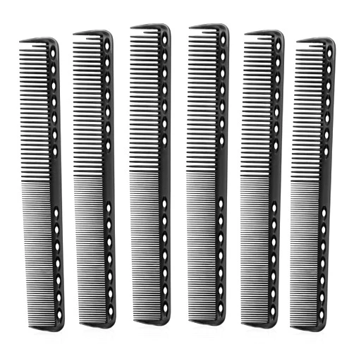 Salbsever 6Pcs Carbon Fiber Cutting Comb Haircutting Combs Professional Heat Resistant Comb, Barber Comb Hair Stylist All Purpose Combs Medium and Fine Tooth for Man and Woman Clipper Cuts, Home Salon