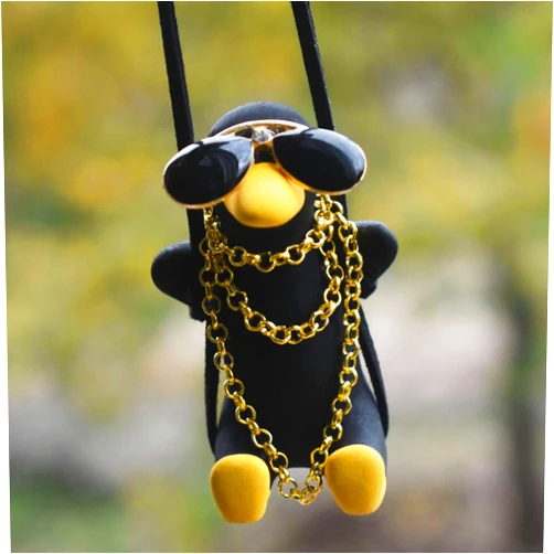 Kiofs Swinging Duck Car Hanging Ornament, Cute Car Hanging Accessories for Rear View Mirror, Car Pendant Black Swinging Sunglasses Duck Hanging Swing