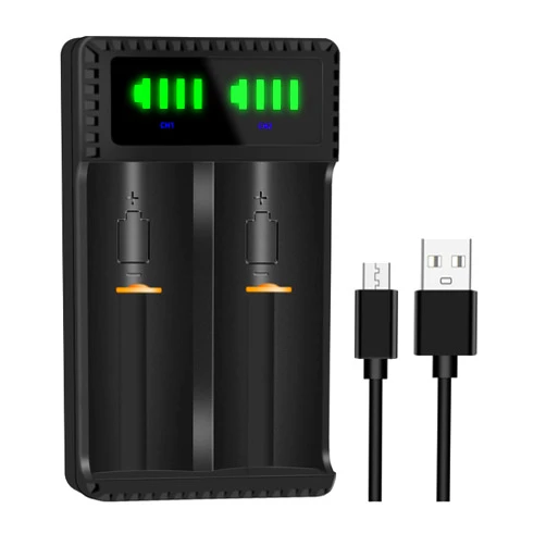 Tectra 18650 Battery Charger, Tectra Smart Speedy LED Universal Dual Charger for 21700 26500 22650 22500 20700 18500 18490 18350 17670 16340(RCR123) Li-ion Battery