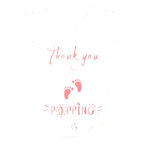 joycraft 100Pcs Thank You for Popping by Tags, 2.4x2 inch Pink Baby Shower Thank You Gift Tags with String, Baby Onesie Thank You Tags for Popcorn Bags, Goodie Bags, Party Favor