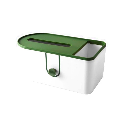 QUYU Tissue Box Cover with Storage Napkin Tissue Box Multi-Function Tissue Box PP Material Storage Organizer Caddy for Bathroom Bedroom and Office (Green/Blue/Pink) (Green)