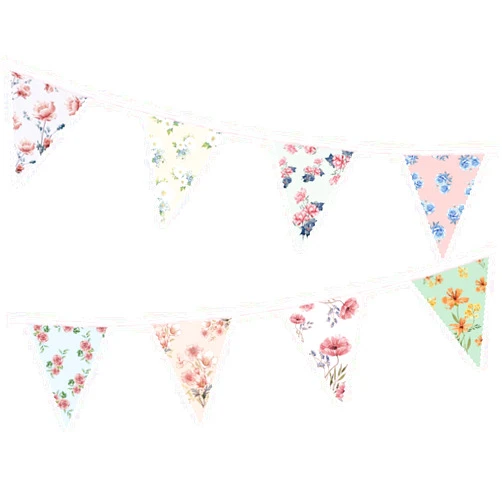 UNIIDECO 2PCS Floral Paper Garland, 13ft Vintage Wildflower Bunting Triangle Banner for Tea Party Birthday Baby Shower Wedding Garden Party Mother's Day