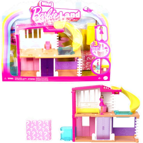 Barbie Mini BarbieLand Doll House Sets, Mini Dreamhouse with Surprise 1.5-inch Doll, Furniture & Accessories, Plus Elevator & Pool
