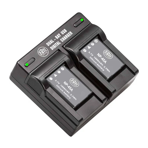 Big Mike's BM 2-Pack of NP-45 Batteries and Dual Charger for Fujifilm INSTAX Mini 90, FinePix XP130, XP140, XP150, XP50, XP60, XP70, XP80, XP90, T350 T360 T400 T500 T510 T550 T560 JX500 JX520 JX550 JX580 Cameras