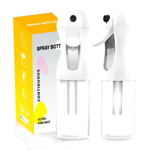 AMOMELA Continuous Spray Bottle For Hair 2Pack Ultra Fine Refillable Water Mister for Hair Styling, Plants, Cleaning, Salon, Misting & Skin Care 200ml/6.8oz Clear