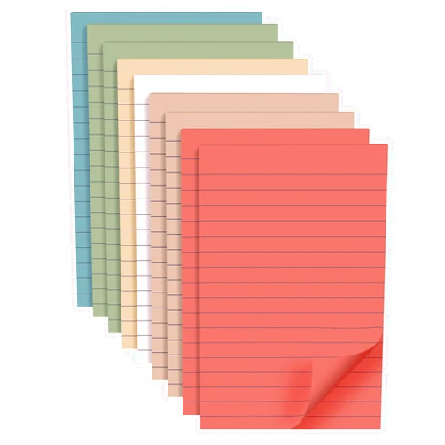 YEECOK 9 Pads Lined Sticky Notes 4x6 in Post, Vintage Colors Self Pad Its, Super Sticking Power Memo Pads Its, 40 Sheets/pad