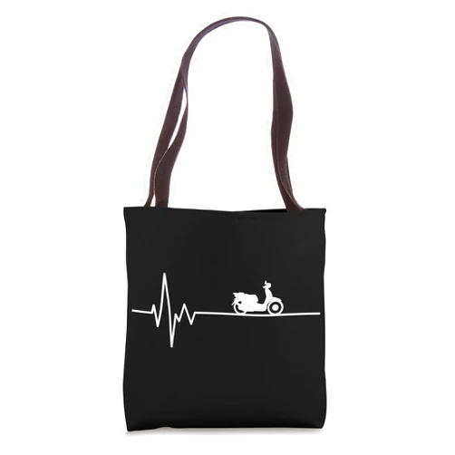 Moped Mofa Zubehör Geschenke für Mopedfahrer Scooter Heartbeat Moped Driver ECG Pulse Scooter Moped Tote Bag