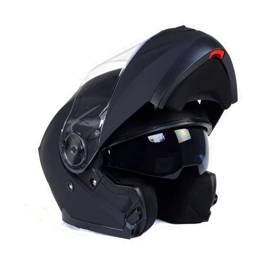 Milwaukee Helmets Breeze Flat Black Advanced Motorcycle Modular Helmet w/Drop Down Visor DOT Approved MPH9814DOT - Large