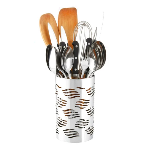ZORGONS Stainless Steel Utensil Holder - Utensil Caddy, Weighted Base for Stability - Utensil Crock and Countertop Utensil Organizer, Stainless Steel Caddy