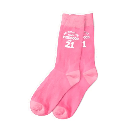 Design, Invent, Print! 21st Birthday Gift Vintage Pink Women’s Socks Novelty Keepsake Idea 21 Years Old (Pink)