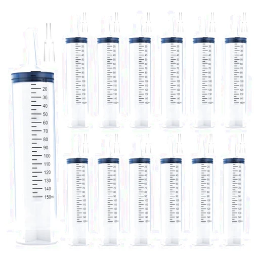 A AKRAF 12 Pack 150ml Syringes, Large Plastic Garden Syringe for Scientific Labs, Watering, Refilling