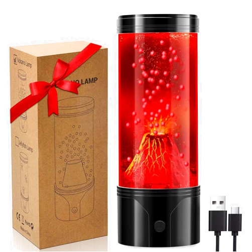 SENCU Volcano Lamp, Realistic Volcano Eruption Kids Night Light with USB/Battery Power,Leak-Proof,Funny Birthday Christmas Gifts for Kids Adults, Relaxing Sensory Mood Light for Home Bedroom Desk Decor