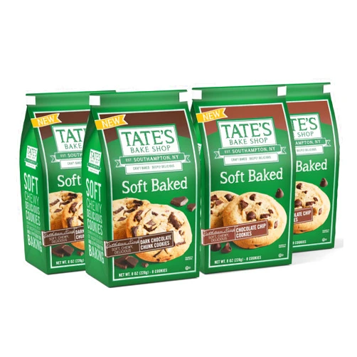 Tate's Bake Shop Soft Baked Cookies Variety Pack, Dark Chocolate Chunk and Chocolate Chip, 4-8 oz Bags
