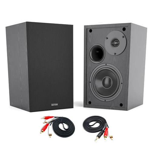 BESTISAN Bookshelf Speakers, 4 Inch Powered Bookshelf Speakers with Deep Bass, Bluetooth 5.0 Studio Monitor Speakers, 2.0 Neared Field Audio Speakers with 2 RCA Line Input, Set of 2 Black-New Model