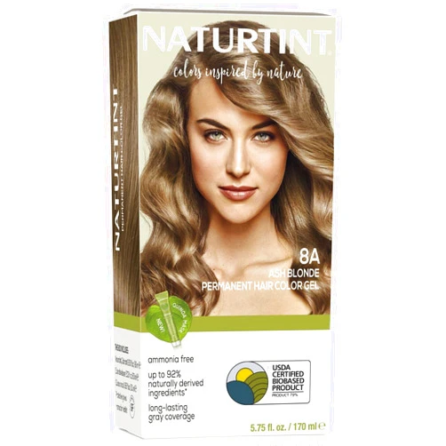 Naturtint 8A Ash Blonde Permanent Hair Color (Pack of 1), Ammonia Free, Vegan, Cruelty Free, up to 100% Gray Coverage, Long Lasting Results (Packaging may vary)