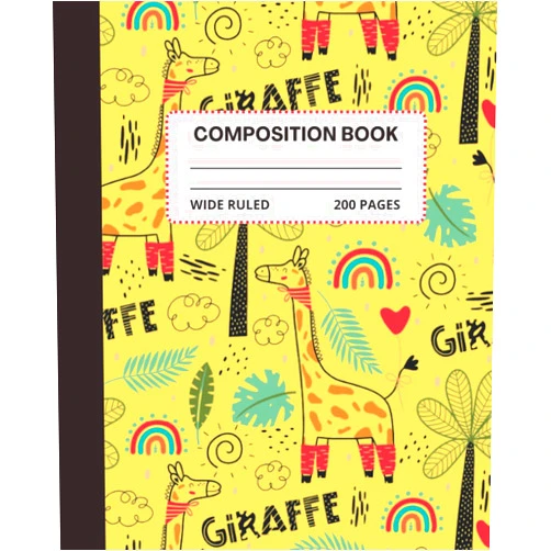 Amy and Umy Animal Composition Notebook: Giraffe Yellow Composition Book for Kids, Teens, Girls, Boys, Home, College, Back to School and Note Taking Journal 200 Wide Ruled Pages, 7.5 x 9.25 inches