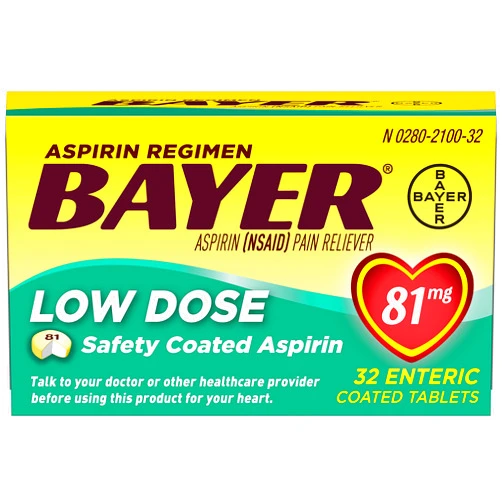 Bayer Aspirin Regimen Bayer 81mg Enteric Coated Tablets, #1 Doctor Recommended Aspirin Brand, Pain Reliever, 32 Count (Pack of 5)