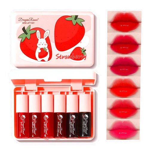 Eakroo 6 Colors Lip Tint Stain Mini Liquid Lipstick, Korean Lip Gloss Moisturizing Natural, Multi-Use Lip and Cheek Tint, Non-Stick Cup, Lightweight, High Pigment, Long-Lasting, Vivid Color