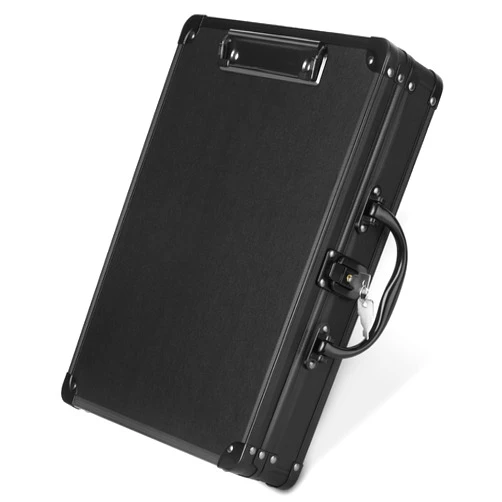 Sooez Key Lock Clipboard Storage Box, Heavy Duty Clipboard with Storage, Metal Locking Storage Clipboard with Handle, Lock Box Maximum Security - Holds Letter Size Paper, 12.6 x 9.6 inch, Black
