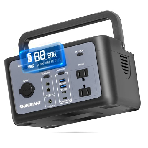 SHINEGIANT Portable Power Station 300W (Peak 600W), 256Wh LiFePo4 Power Station with USB-C PD60W, 120V Pure Sine Wave AC Outlet, Solar Generator for Camping, Small Generator for Outdoor Travel Emergency Home Use