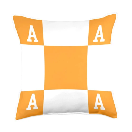 LuxHome Lux A Alphabet Letter Orange/White Throw Pillow, 18x18, Multicolor