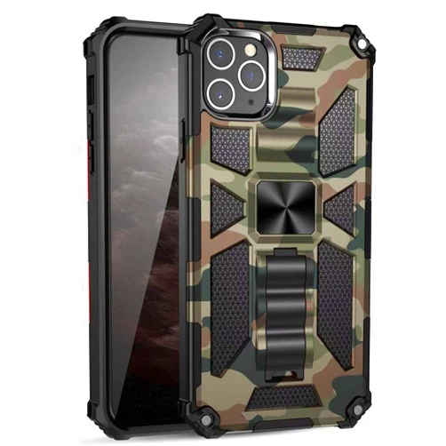 Bhuuno Phone Case Compatible for iPhone 12 Pro Max,SZYZ Camouflage Stand Case with Heavy Duty Shockproof Military Grade Anti-Fall and Built-in Magnetic Cover Compatible for iPhone 12 Pro Max,MC Army Green