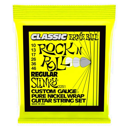 Ernie Ball Regular Slinky Classic Pure Nickel Electric Guitar Strings, 10-46 Gauge (P02251)